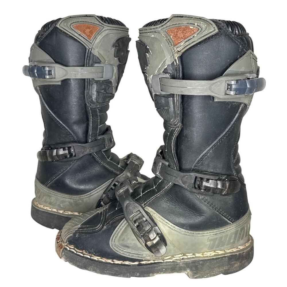 1990s Thor Quadrant Motocross Boots Black MX ATV Riding Kids 3